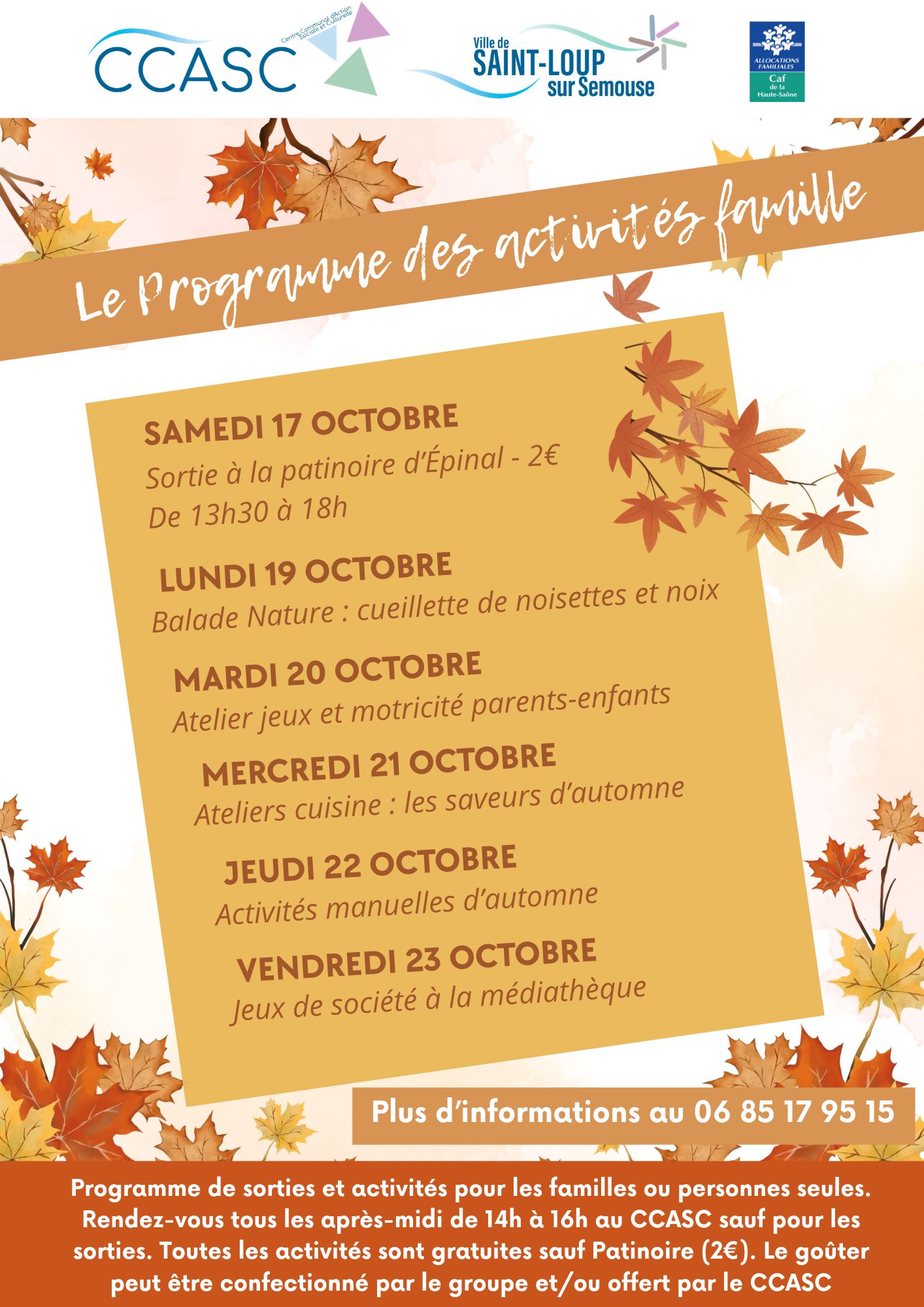 PROGRAMME ACTIVITES FAMILLE OCTOBRE – O